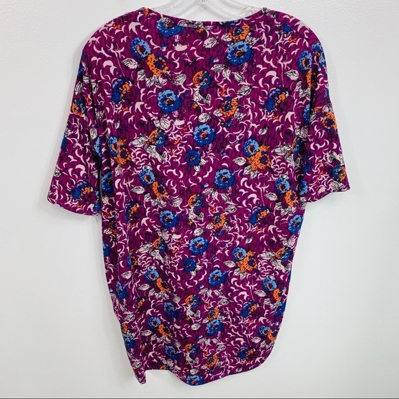 LuLaRoe Purple Floral Print Tunic Top Extra Small - Picture 4 of 9